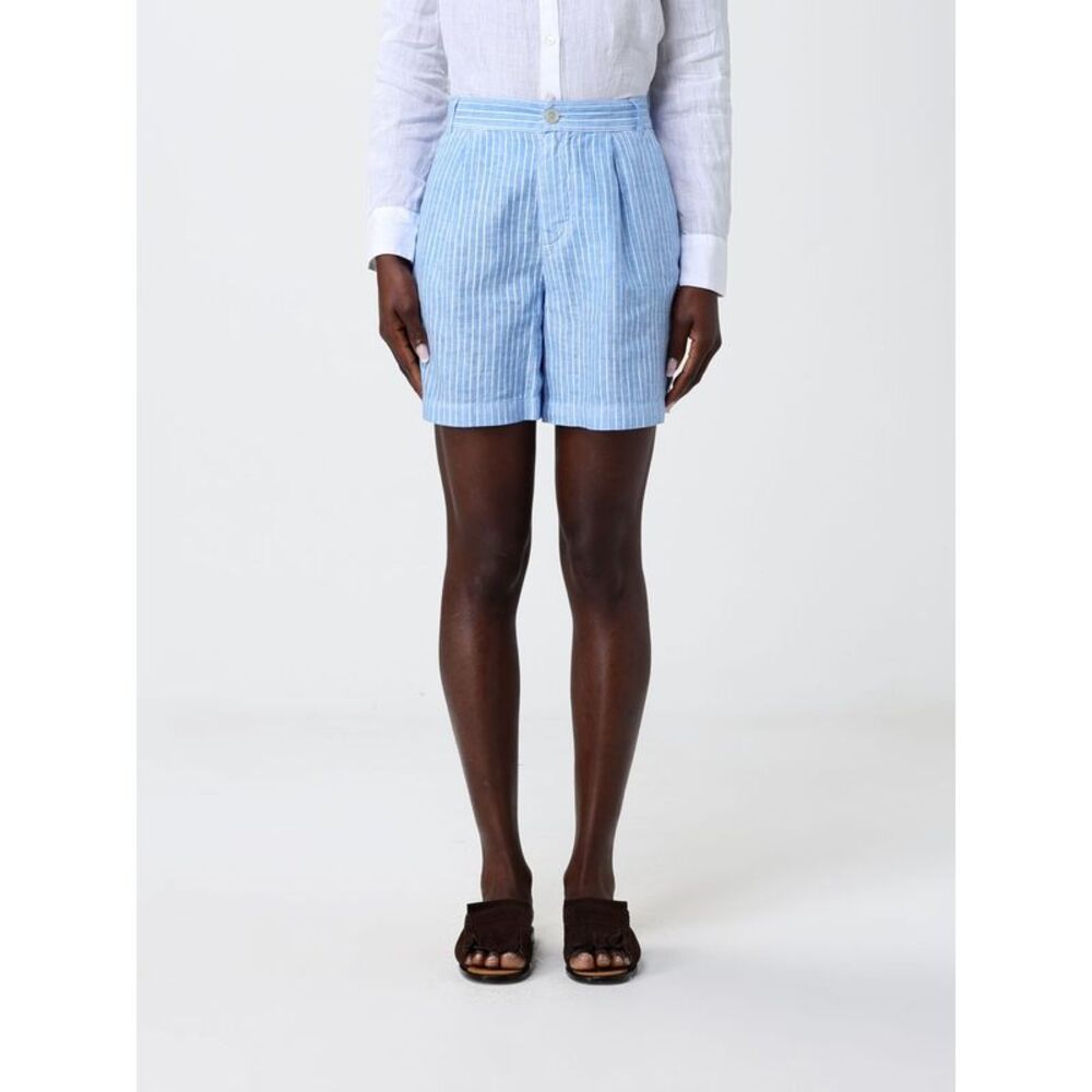 120% Lino Women 120% Lino Striped Linen Shorts